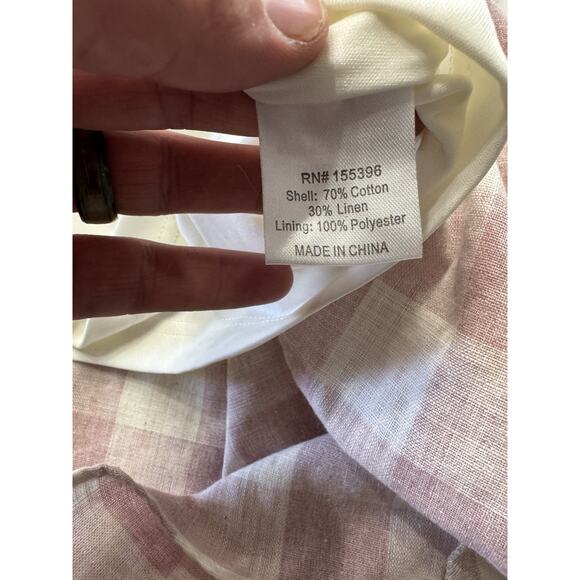 Sweetsalt Modest Faux Wrap Pink Checkered Linen Blend Dress Sz Small Cottagecore - Picture 3 of 6
